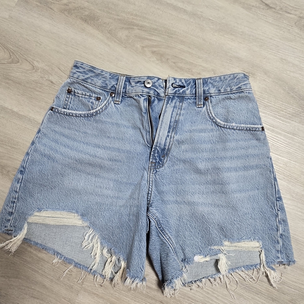 Abercrombie & Fitch Light Blue Distressed Jean Shorts